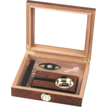 Humidor-Set Wurzelholz-Design Glasdeckel für ca.15...