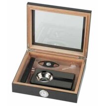 Humidor-Set Carbon-Design Glasdeckel  für ca. 15...