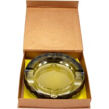 Zigarrenascher Kristallglas rund Rauchglas/silber 4 Ablagen